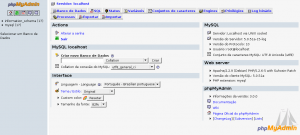 Tela Principal phpMyAdmin
