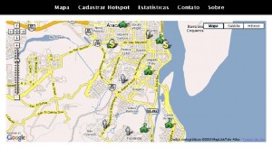 Figura 4: Página principal do Sergipe Wi-Fi, exibindo alguns hotspots na cidade de Aracaju.
