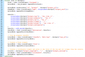 Figura 6: Laço do script PHP responsável por criar todos os elementos Placemark do documento KML.