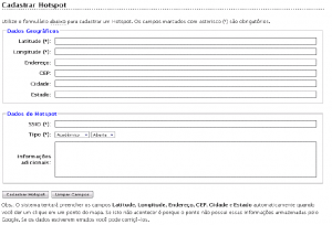 Figura 7: Formulário de cadastro de um hotspot.