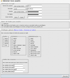 Adicionar novo usuário MySQL