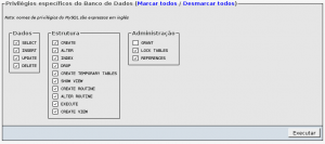 Privilégios específicos de bancos de dados