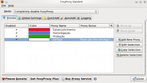 Tela de Configuração do FoxyProxy
